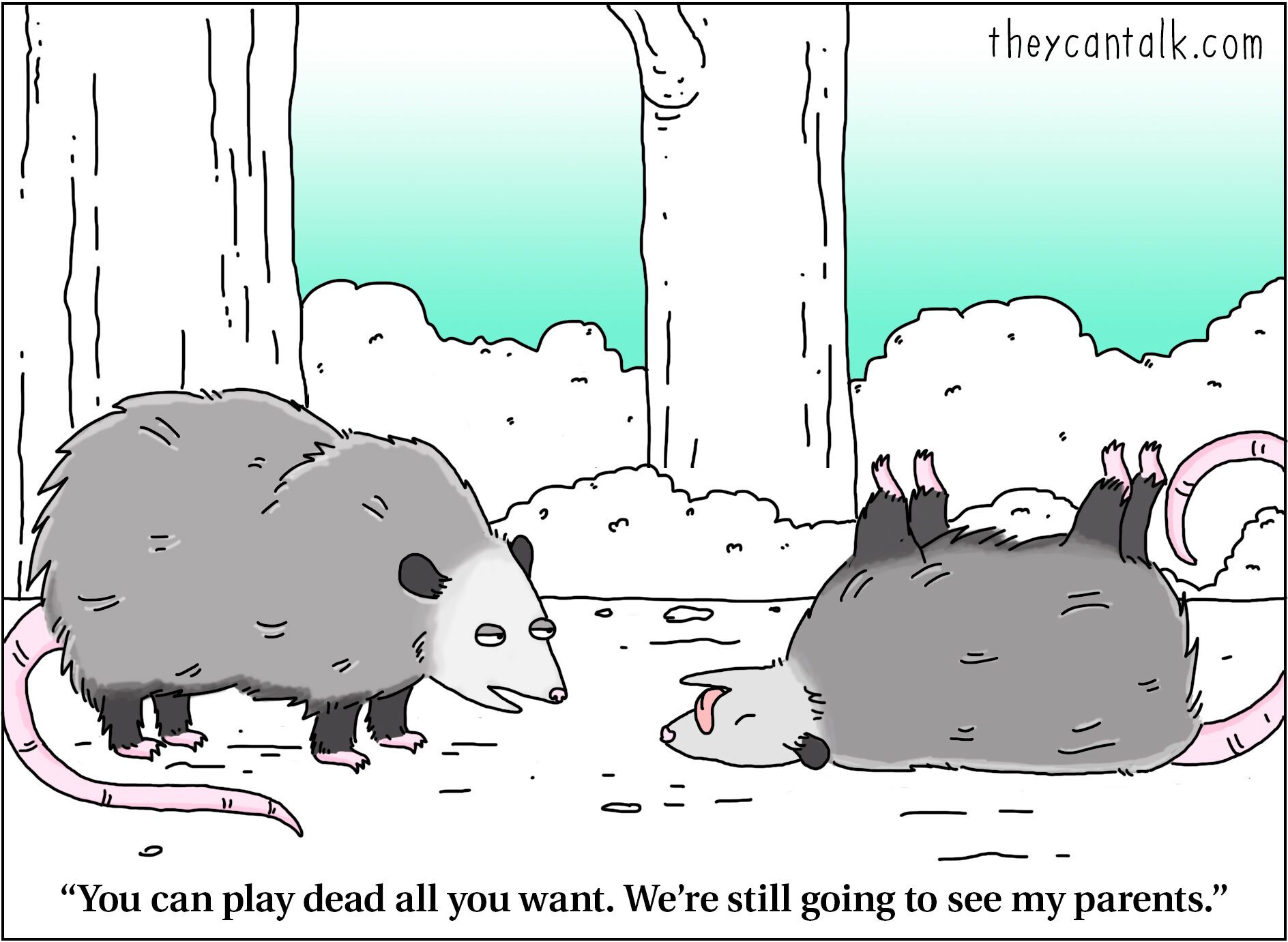 playing dead thanksgiving cartoon