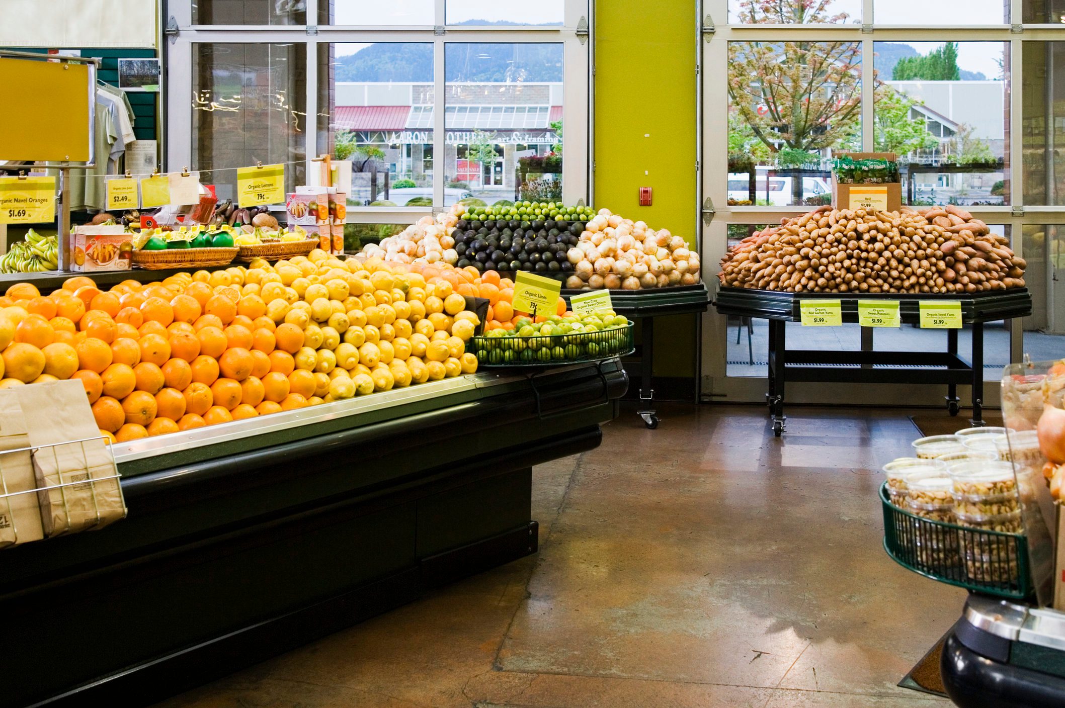 Fresh produce in grocery store
