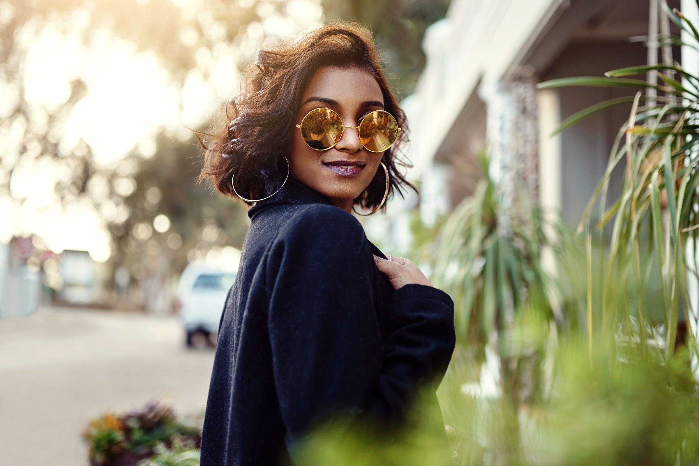 woman outside wearing sunglasses