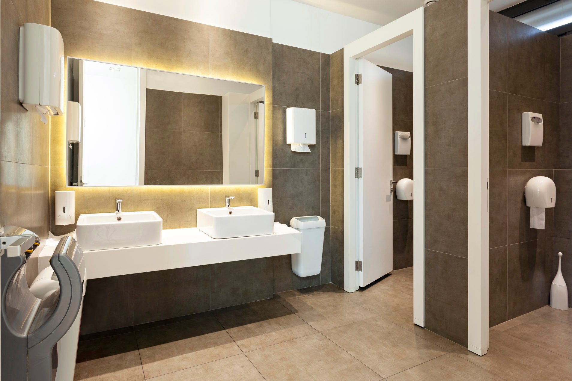 A modern public restroom interior example