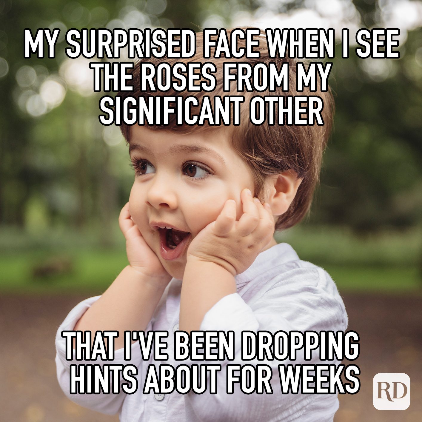 My Surprised Face When I See The Roses From My Significant Other That Ive Been Dropping Hints About For Weeks Meme