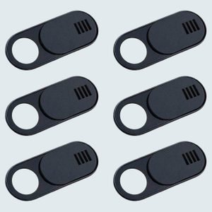 Black webcam covers slide open or closed, arranged in two vertical columns against a light background.