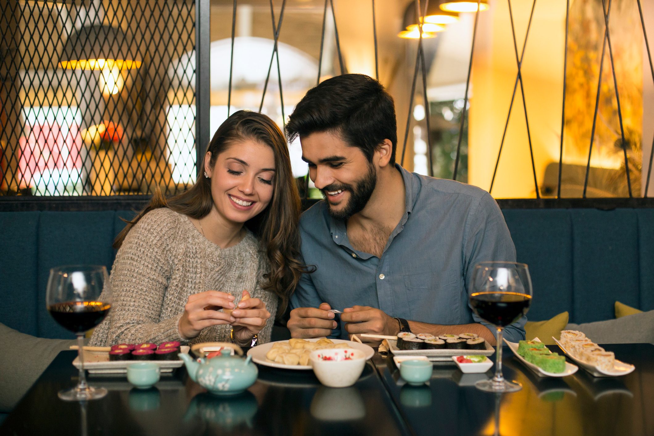 Couple in a Chinese restaurant