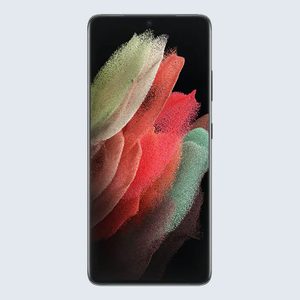Smartphone displays multicolored abstract pattern, occupying the entire screen against a light gray background.