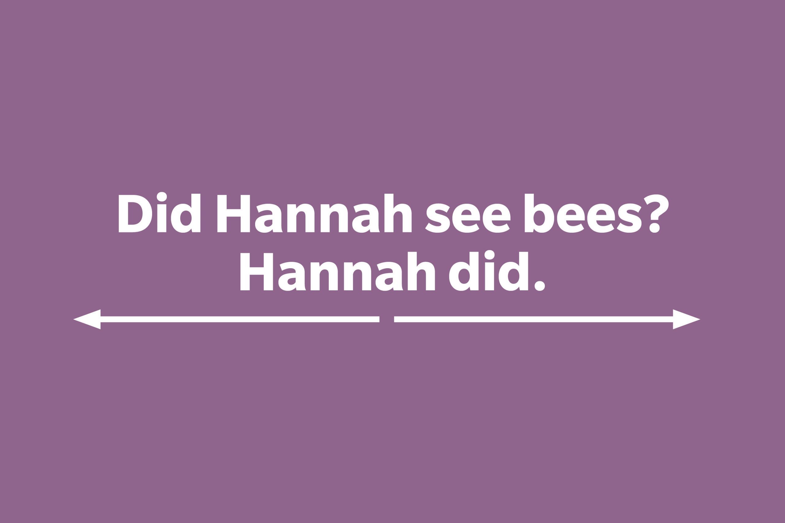 Did Hannah see bees? Hannah did.