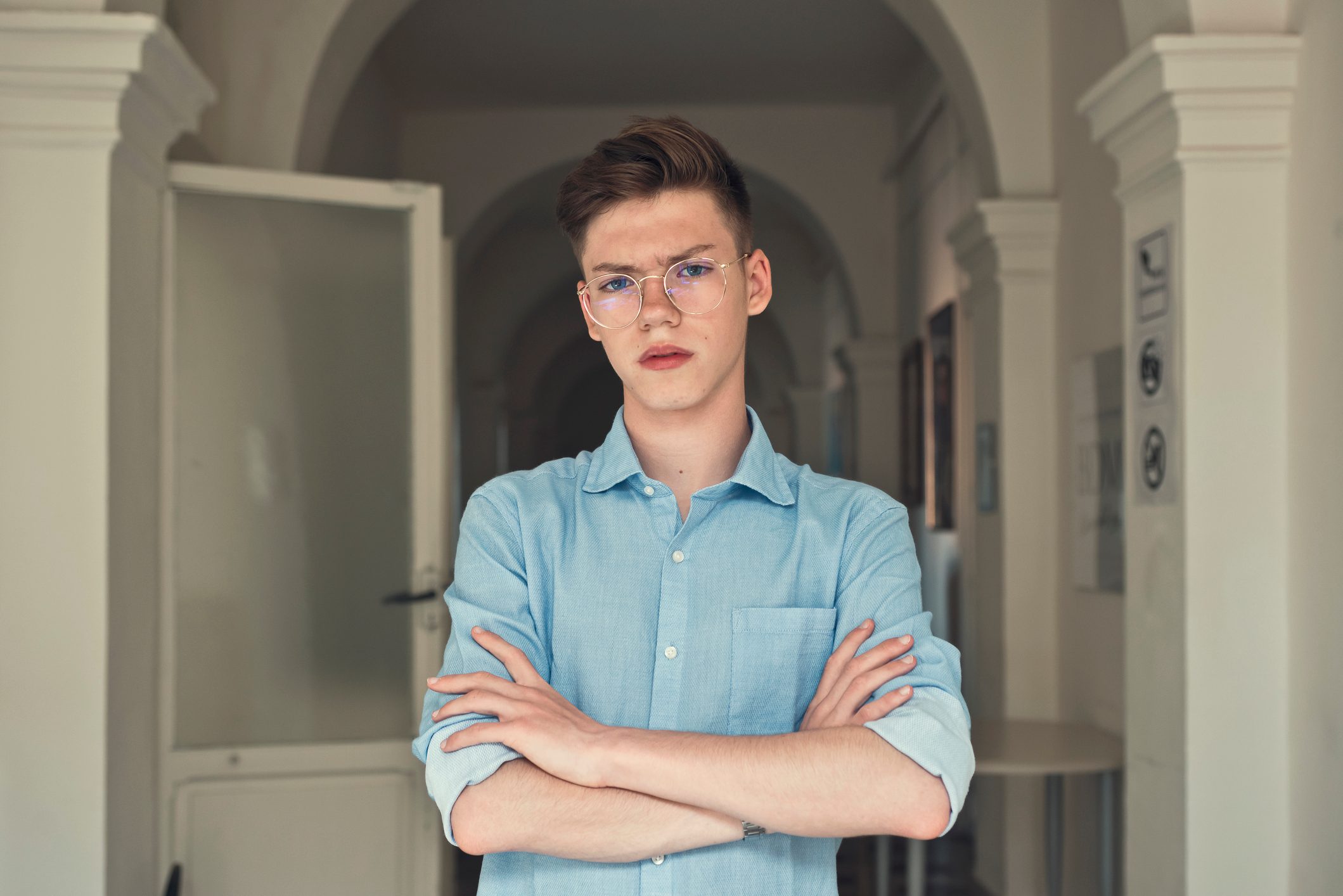 suspicious teenage boy