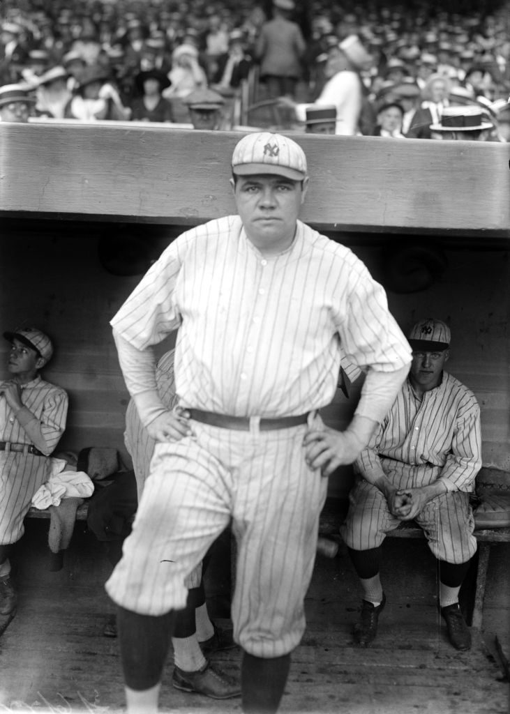 Babe Ruth in Uniform at the Yankees stadium