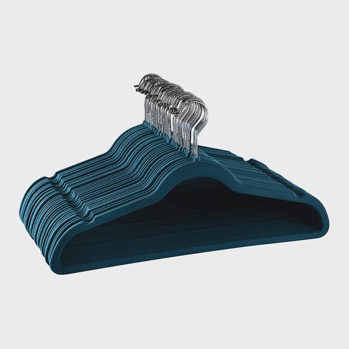 Rd Ecomm Elama Velvet Slim Profile Heavy Duty Felt Blue Hangers Via Wayfair.com