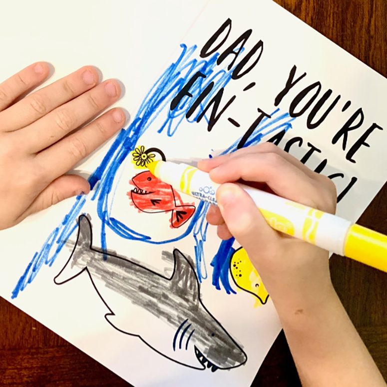 Fathers Day coloring card for kids