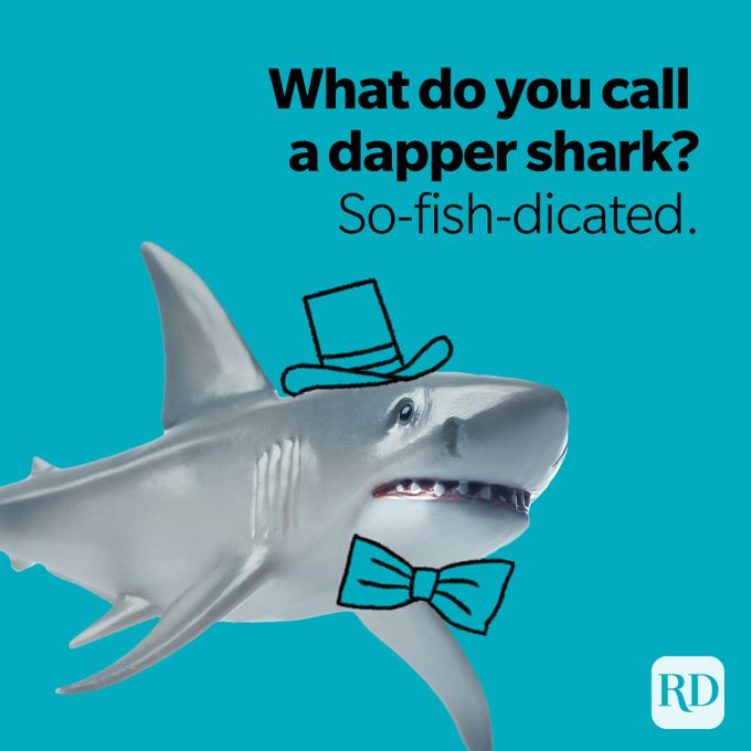 Shark wearing bowtie and top hat