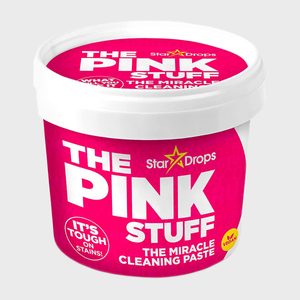 Container displays pink cleaning paste branding, with bold text emphasizing 