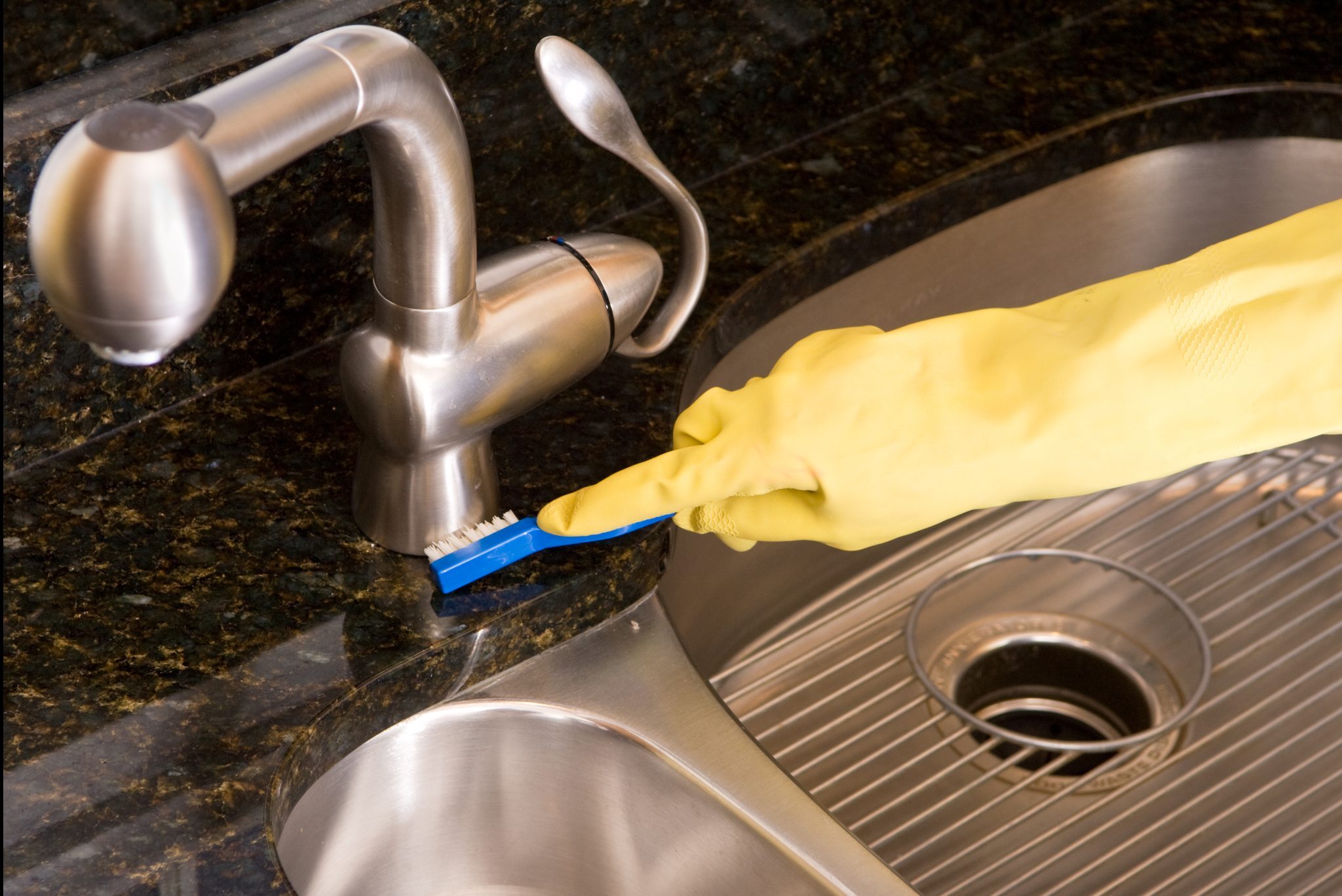 A deep cleaner making the sink shine
