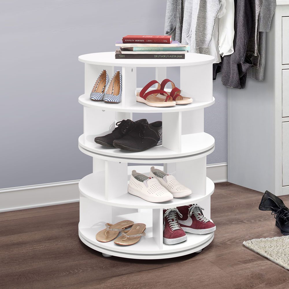 Pilaster Designs Furinno Revolving 4 Tier Shoe Rack Organizer