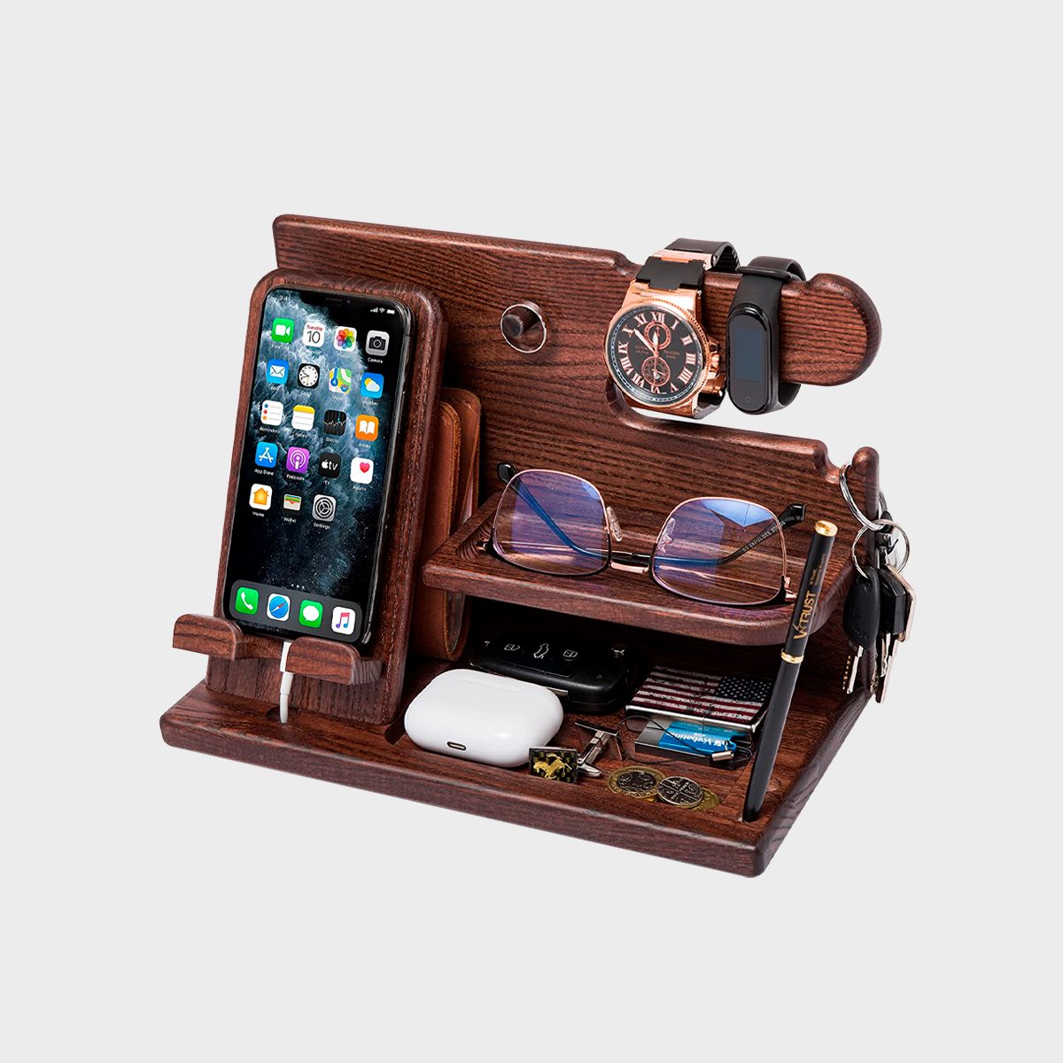 Teslyar Wood Phone Docking Station And Valet Tray