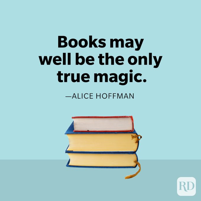 Alice Hoffman quote with stack of books