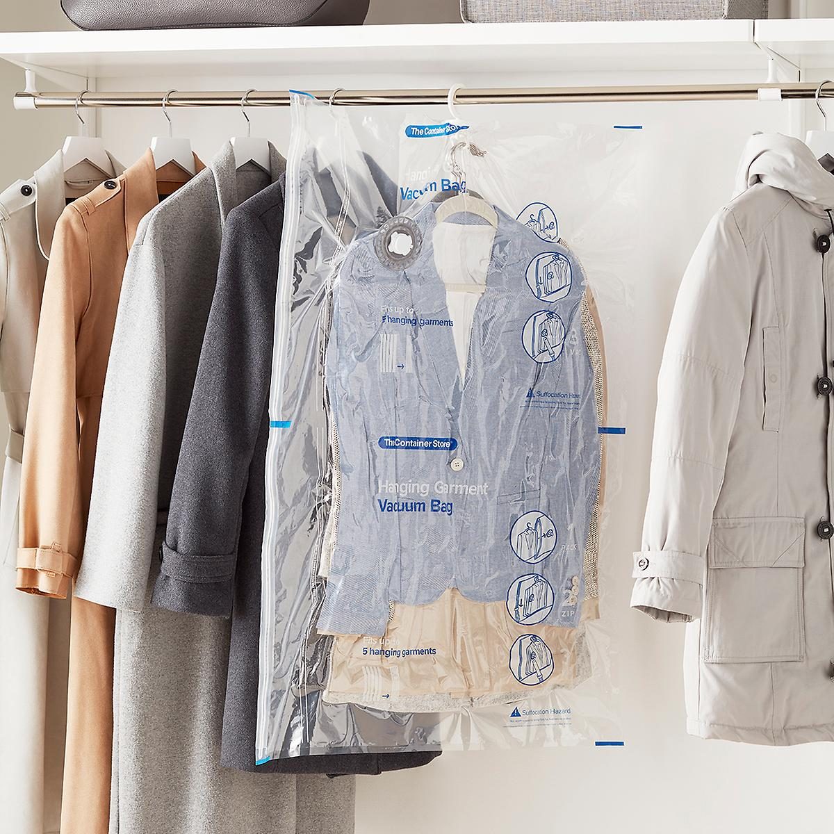 vacuum seal garment bag in coat closet