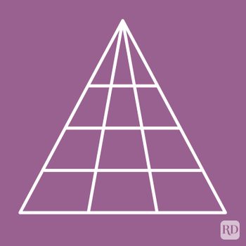 White pyramid outlines on purple background, divided into smaller triangular and quadrilateral sections, with "RD" logo in the bottom right corner.
