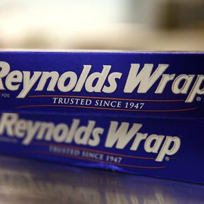 Box of Reynolds Wrap rests on counter, displaying 