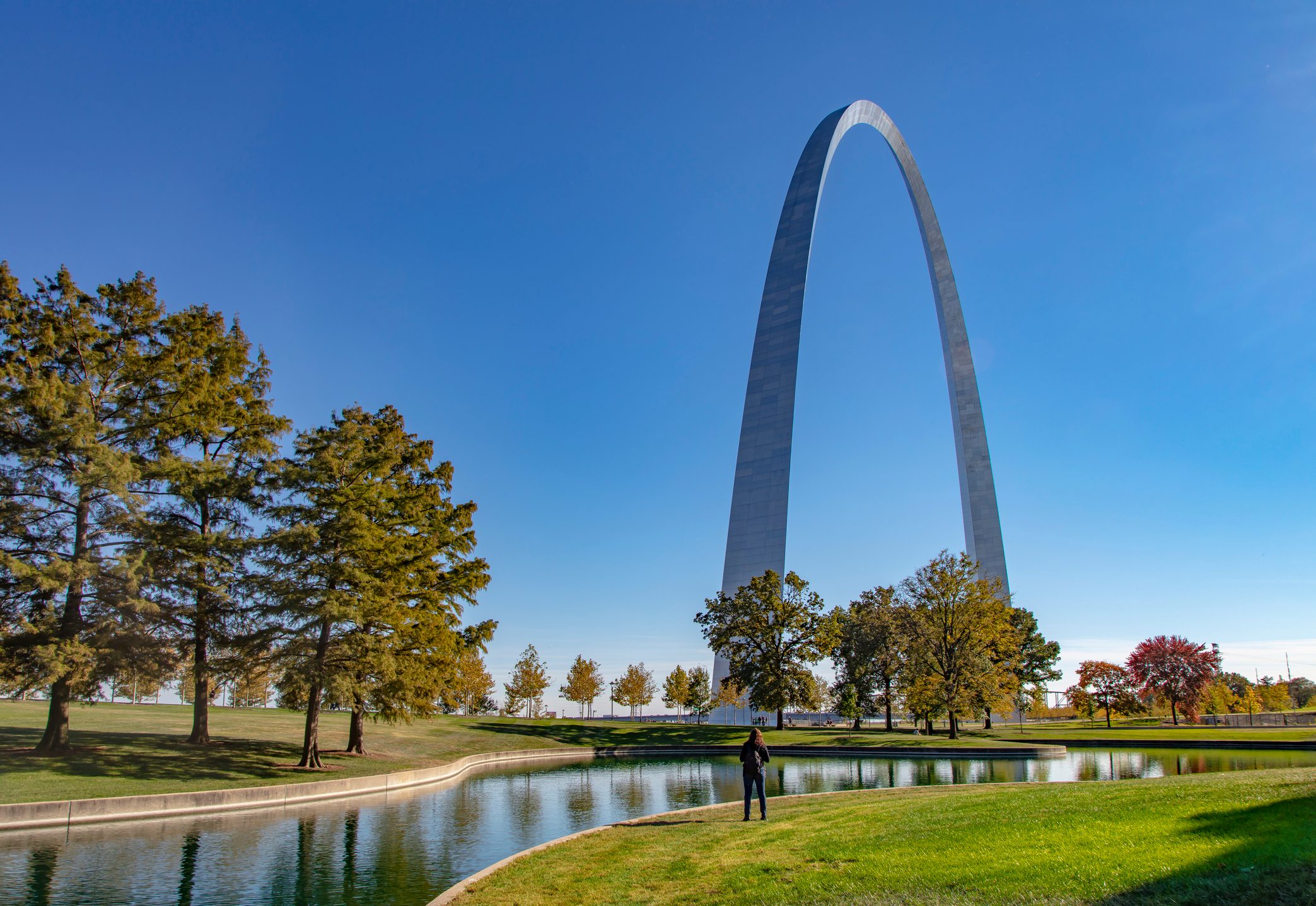Gateway Arch across the reflection pool