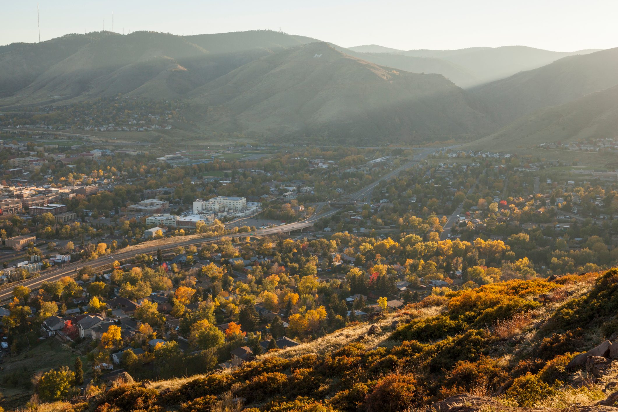 Golden, Colorado at sunset from North Table Mountain