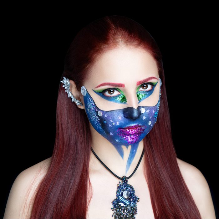 blue universe face paint