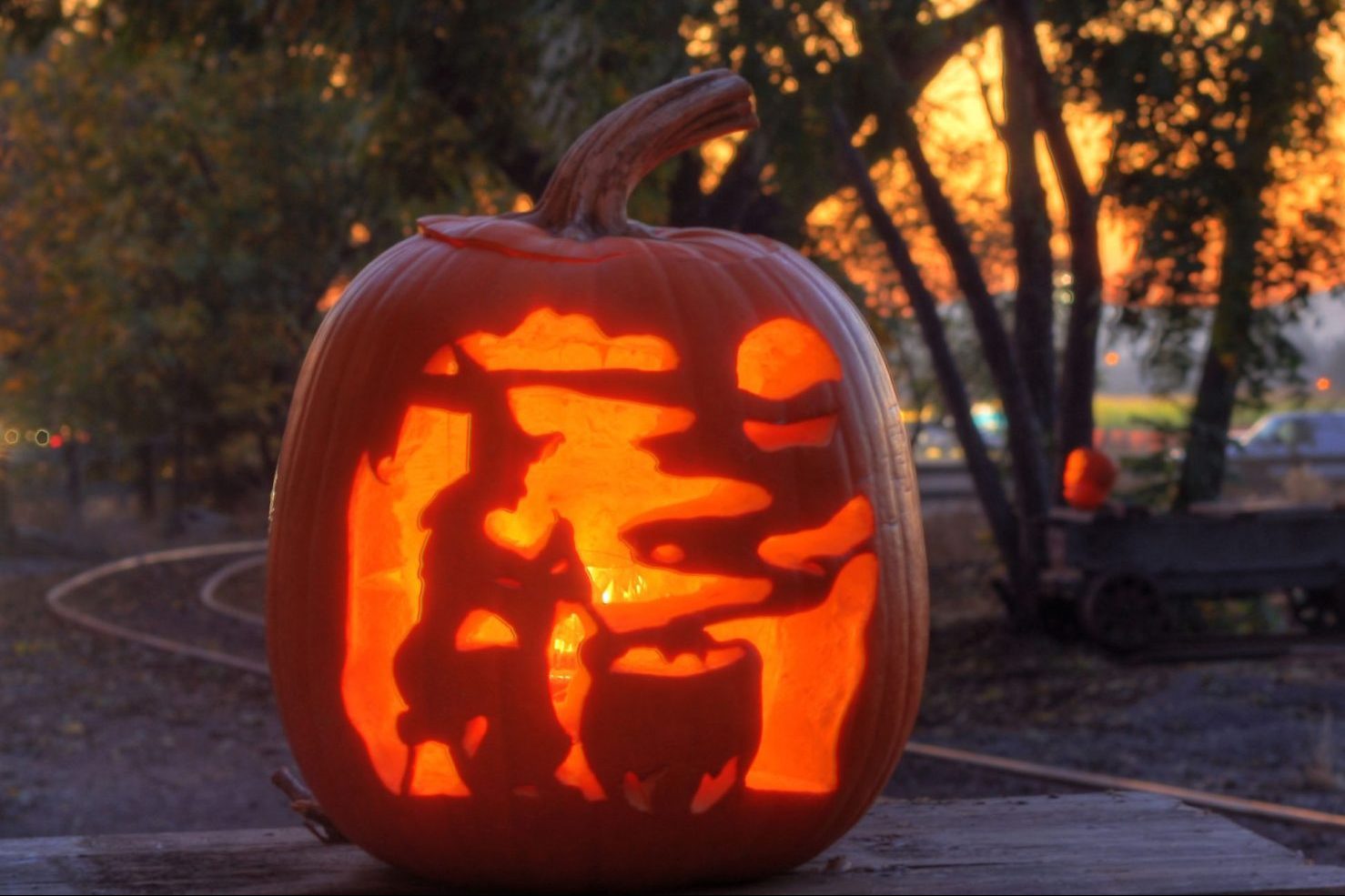 Witch carved into halloween costume