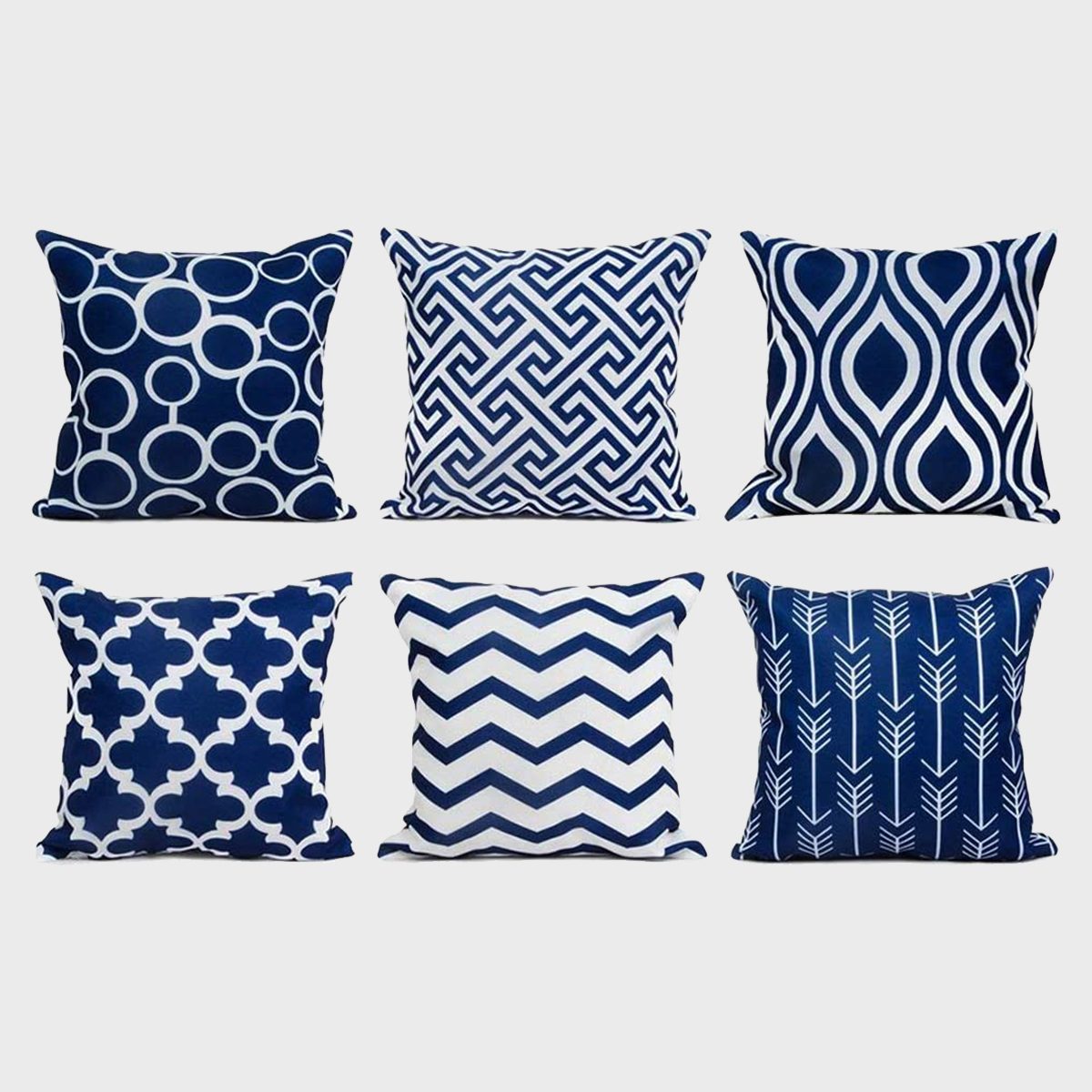 Navy Blue And White Outdoor Throw Pillow Covers