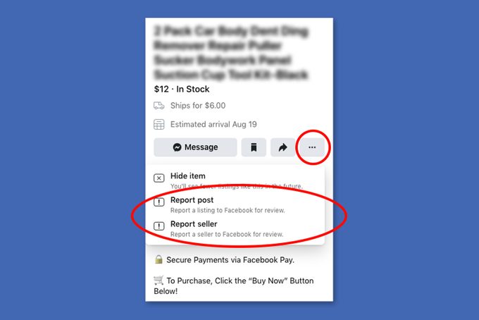 Screen Showing How To Report Facebook Marketplace Post Or Seller