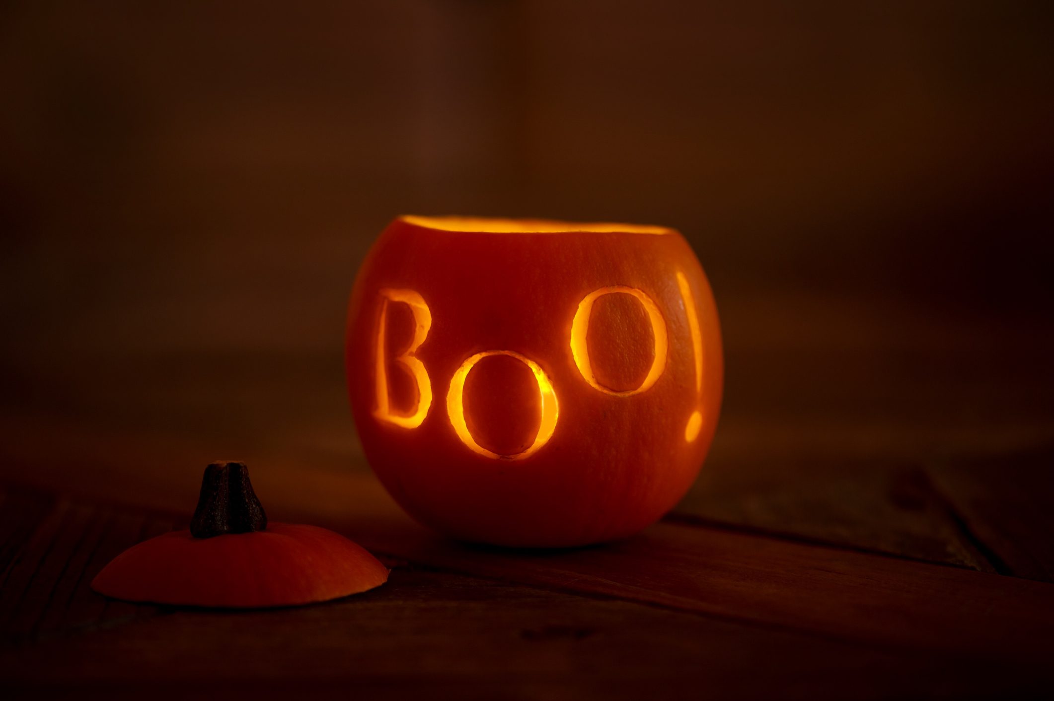 Carved lit pumpkin for Halloween