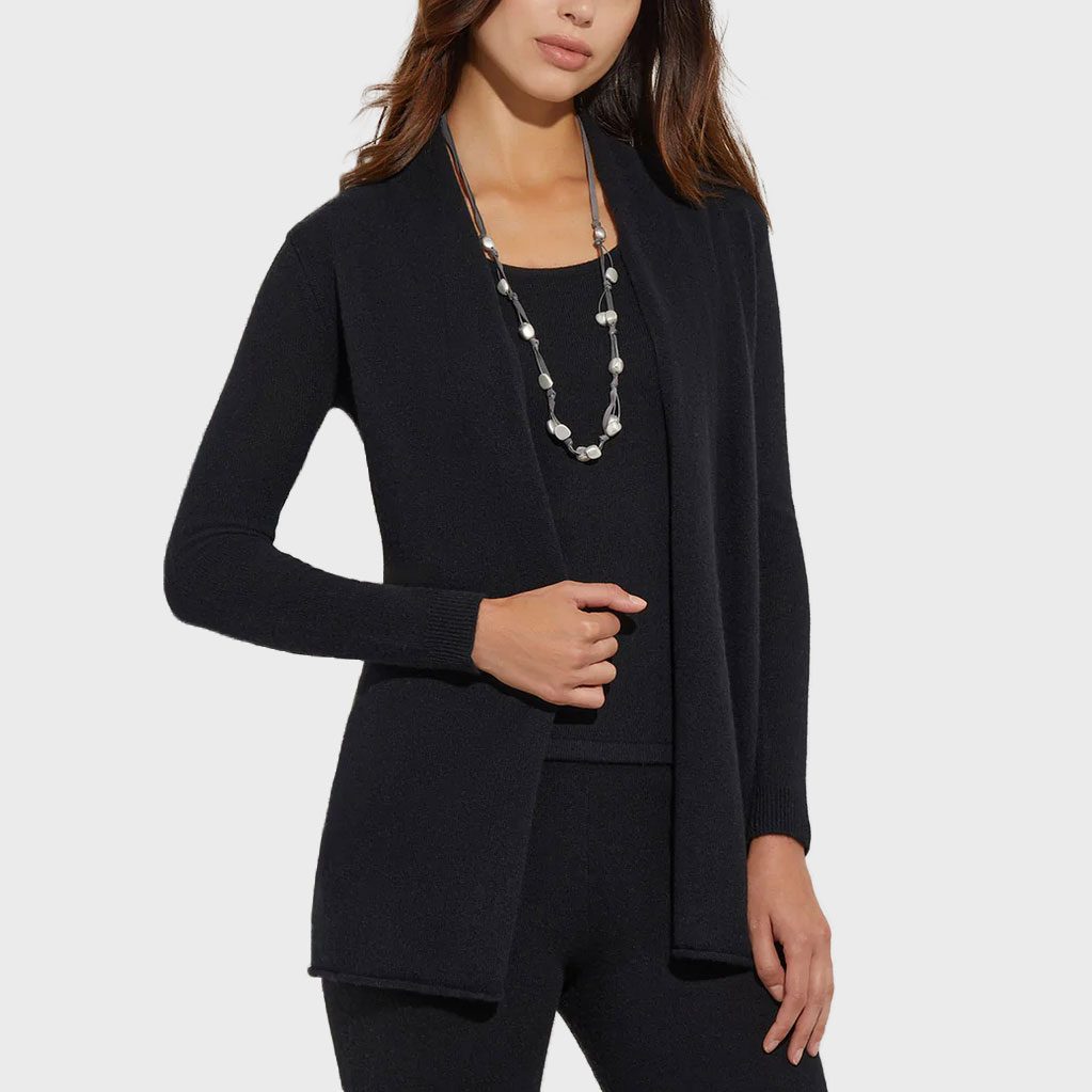 Open Front Cashmere Cardigan Black