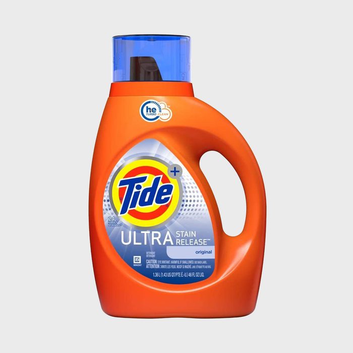 Orange detergent bottle displays 