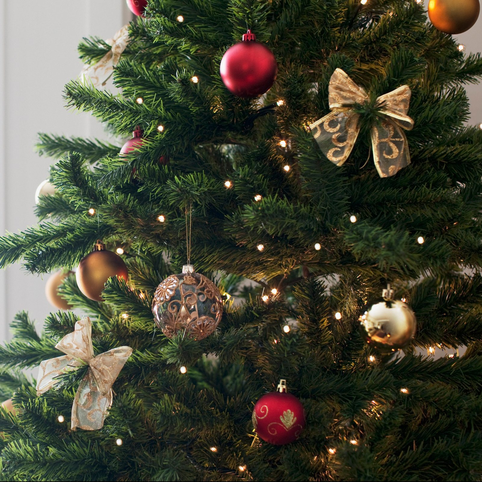 Christmas ornaments on tree