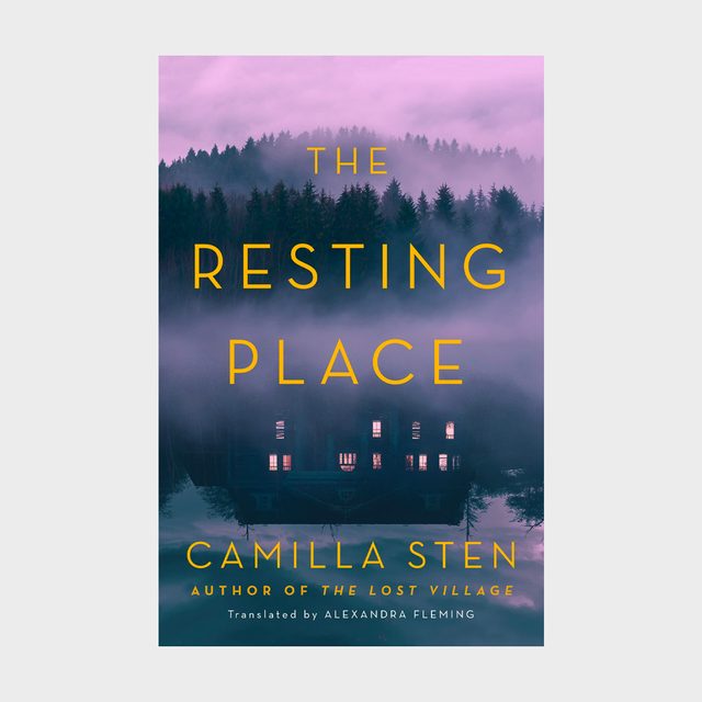 Book cover shows a misty forest with a distant house; large text reads: 