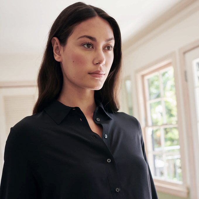 washable Black silk Shirt