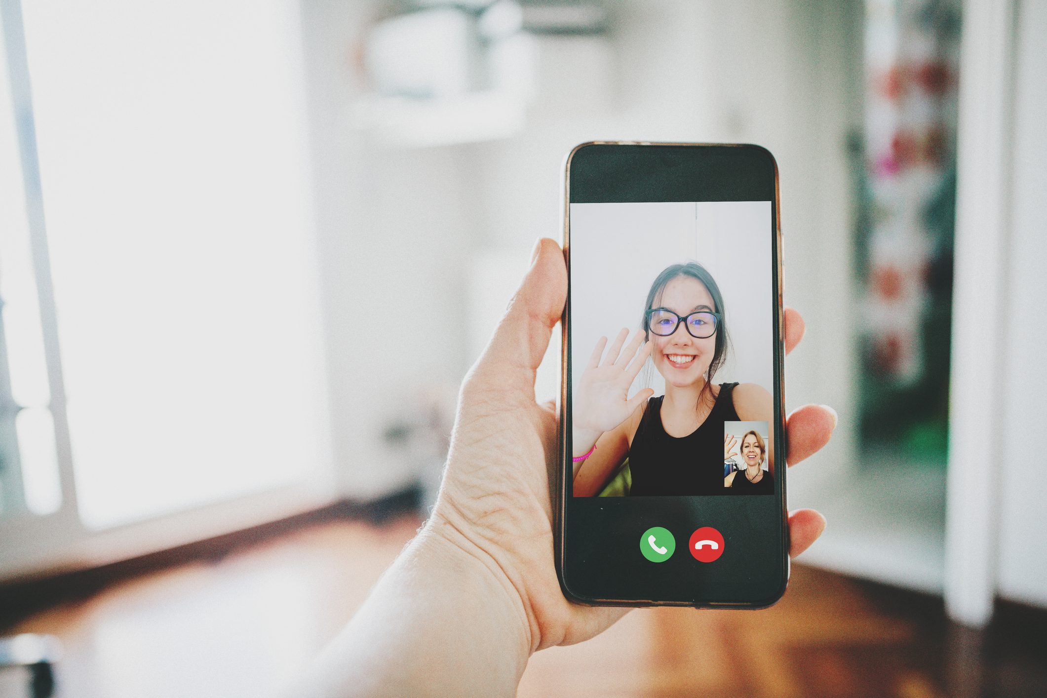 two friends on a video call with each other