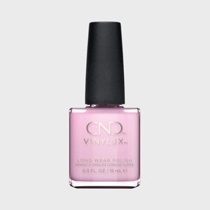 Pink nail polish bottle labeled 