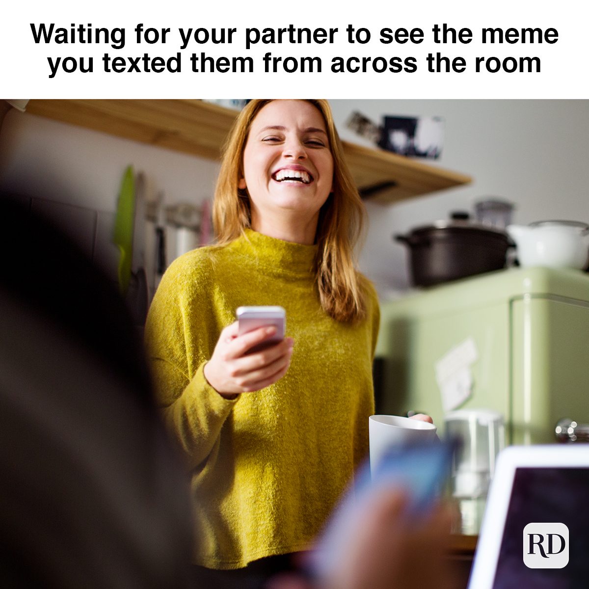 Waiting For Your Partner To See The Meme You Texted Them From Across The Room 