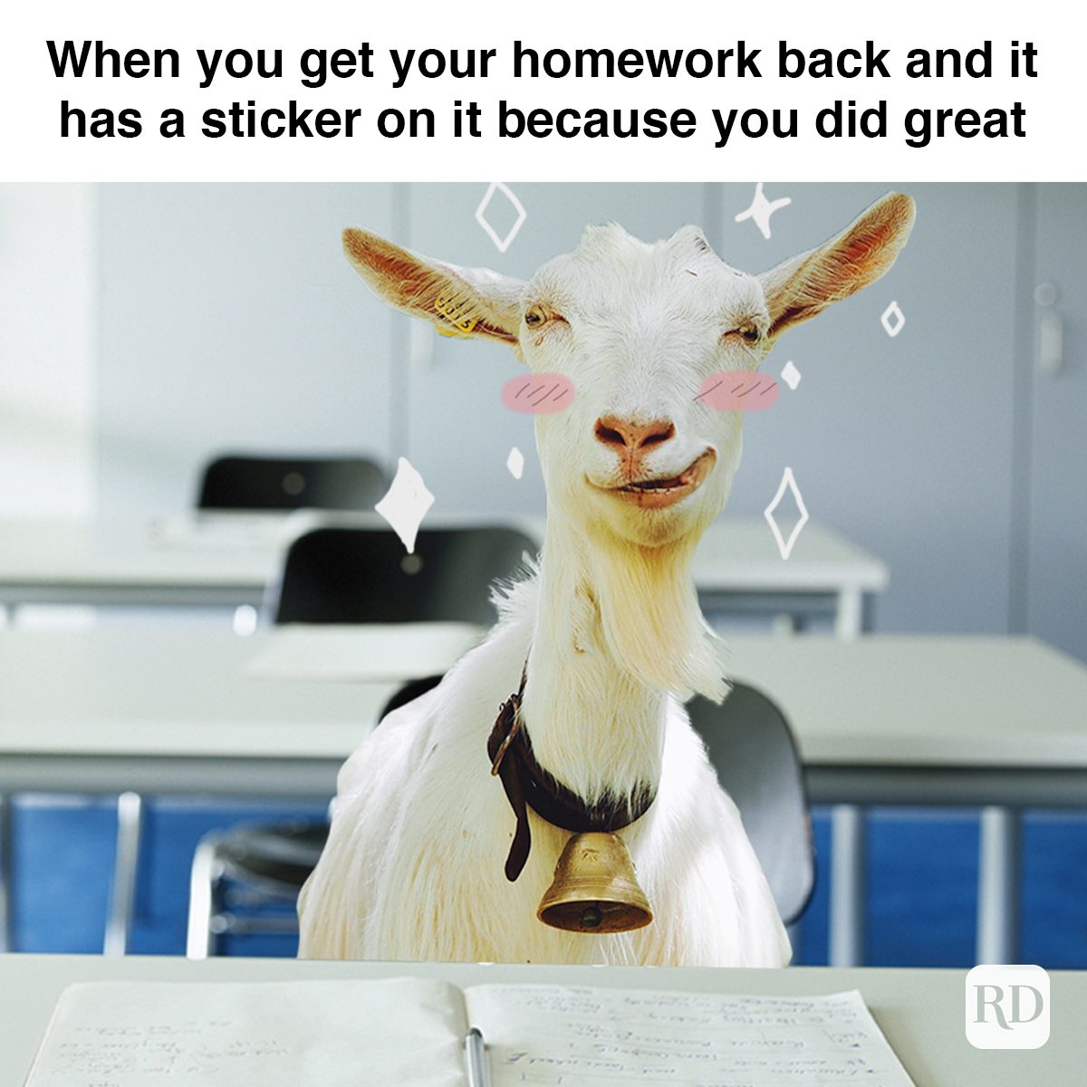 When You Get Your Homework Back And It Has A Sticker On It Because You Did Great