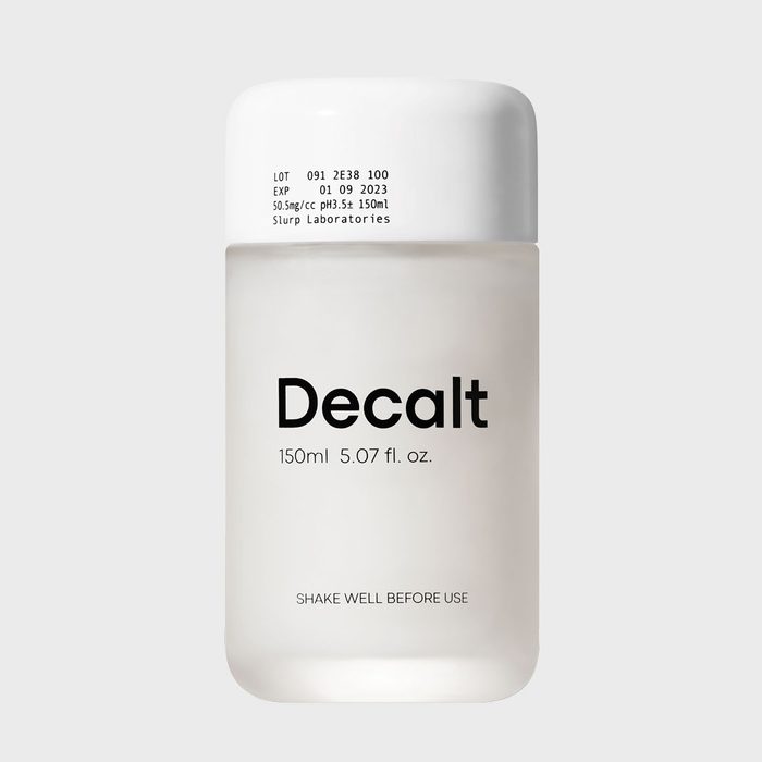 White bottle labeled 