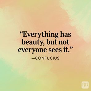 Quote appears stating, â€œEverything has beauty, but not everyone sees it.â€ by Confucius, on a pastel gradient background.