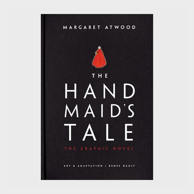 Book cover features a small red-clad figure, bold white text saying 