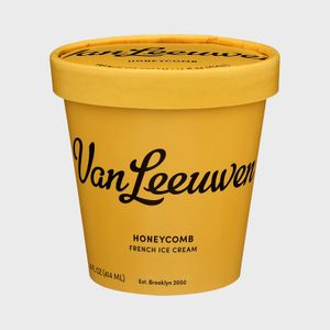Yellow ice cream tub labeled 