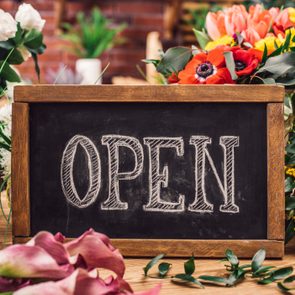 A chalkboard displays 