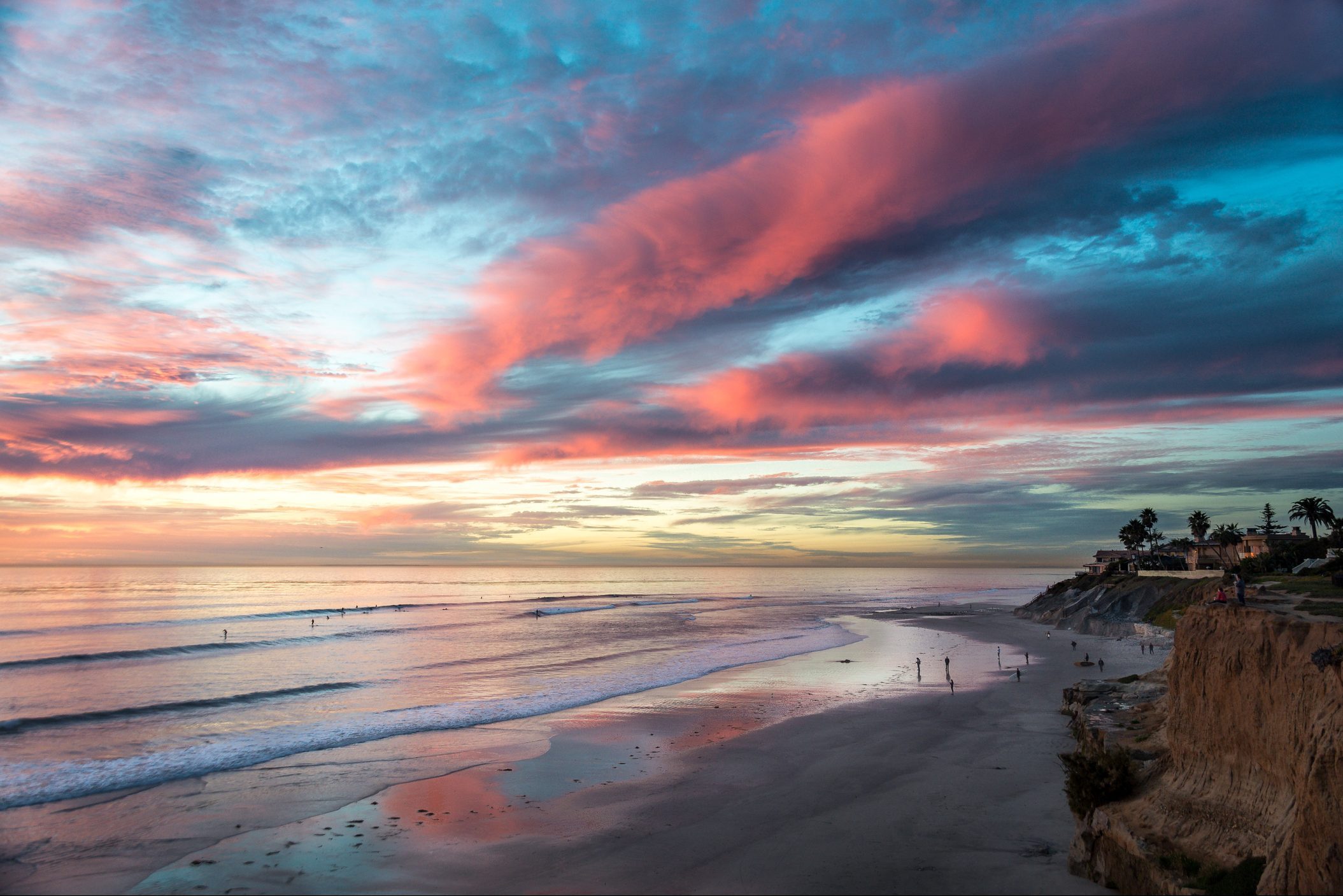 Beach at Carlsbad at sunset, San Diego, California, USA
