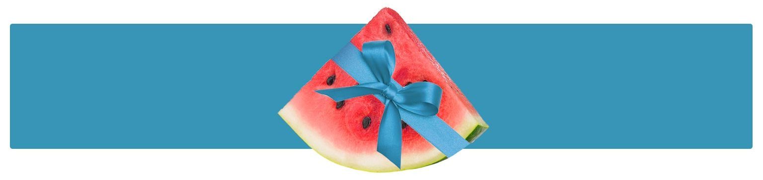Watermelon slice with a blue bow