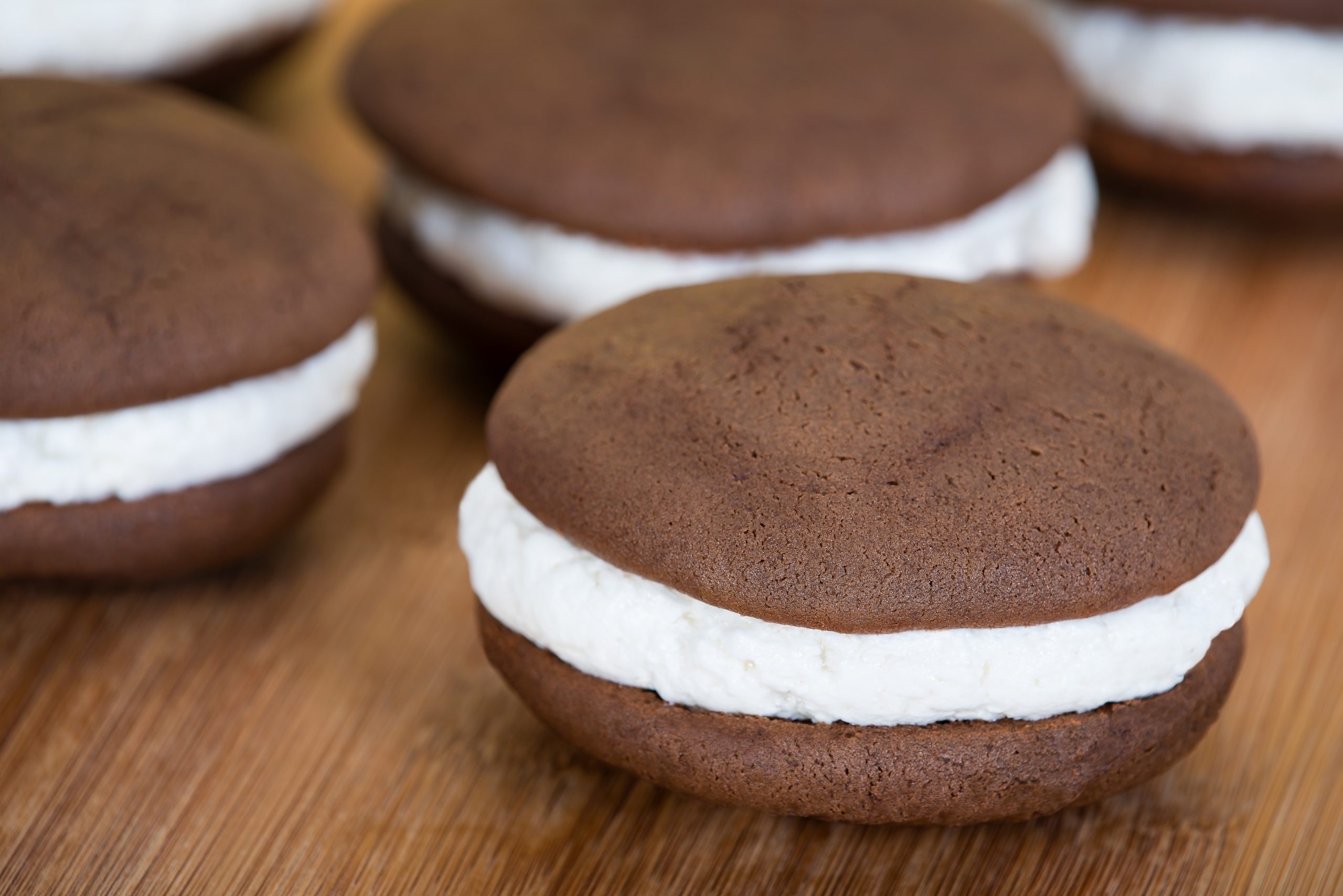 Whoopie pies or moon pies, chocolate cake desserts