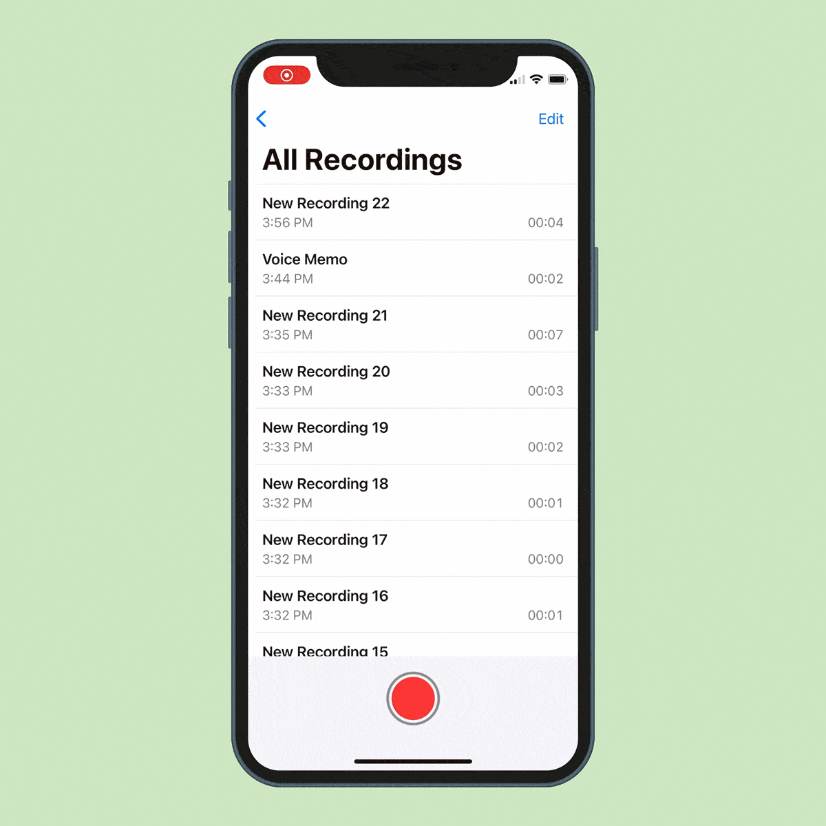Animated GIF showing Voice Memo function: enhance