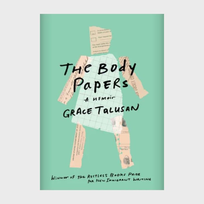 Book cover shows paper figure on green background, titled 