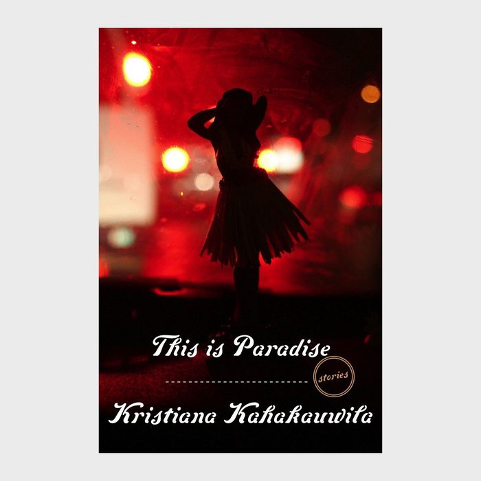 Silhouette of a hula dancer figurine stands motionless, illuminated by red lights on a car dashboard. Text: 