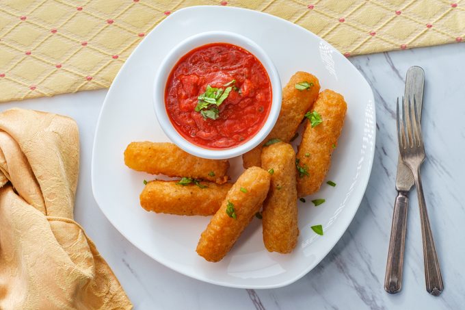Mozzarella Cheese Sticks with a side of marinara sauce